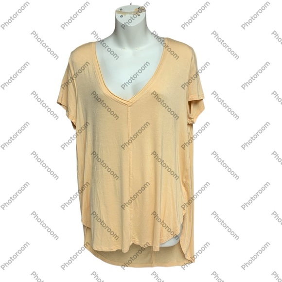 White Crow size large V-Neck light orange Top - Picture 1 of 7